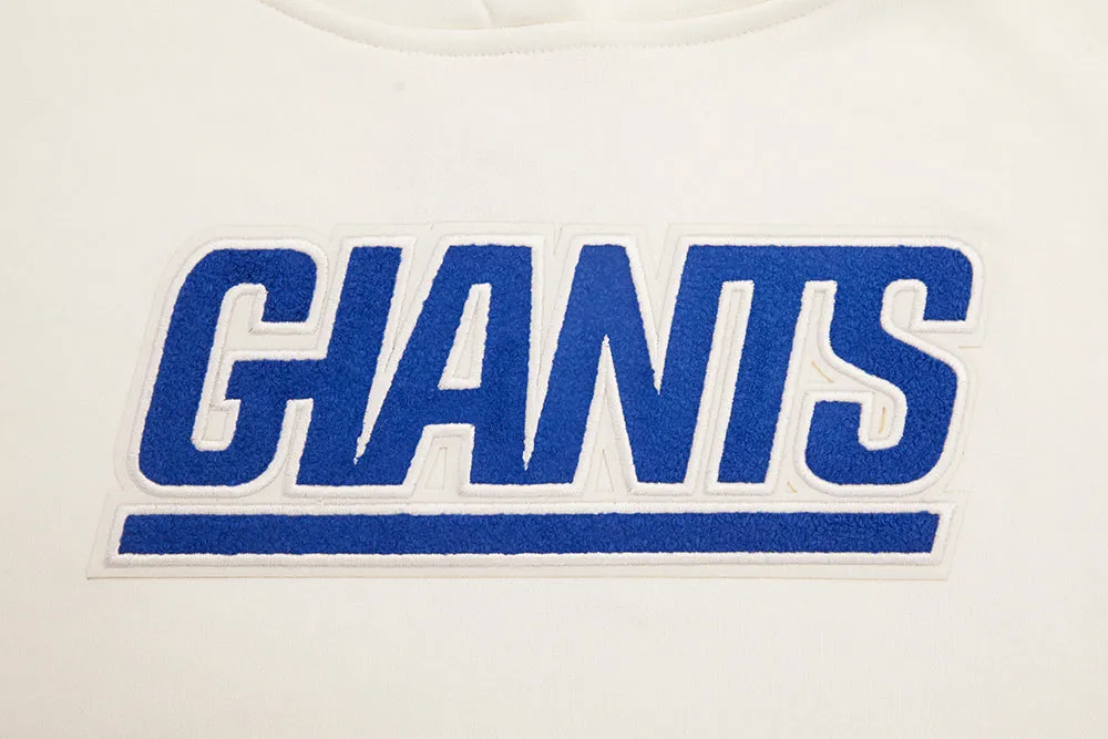 NFL NEW YORK GIANTS RETRO CLASSIC WOMEN'S RIB CROPPED PO HOODIE (EGGSHELL/DODGER BLUE)