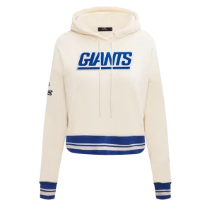 NFL NEW YORK GIANTS RETRO CLASSIC WOMEN'S RIB CROPPED PO HOODIE (EGGSHELL/DODGER BLUE)