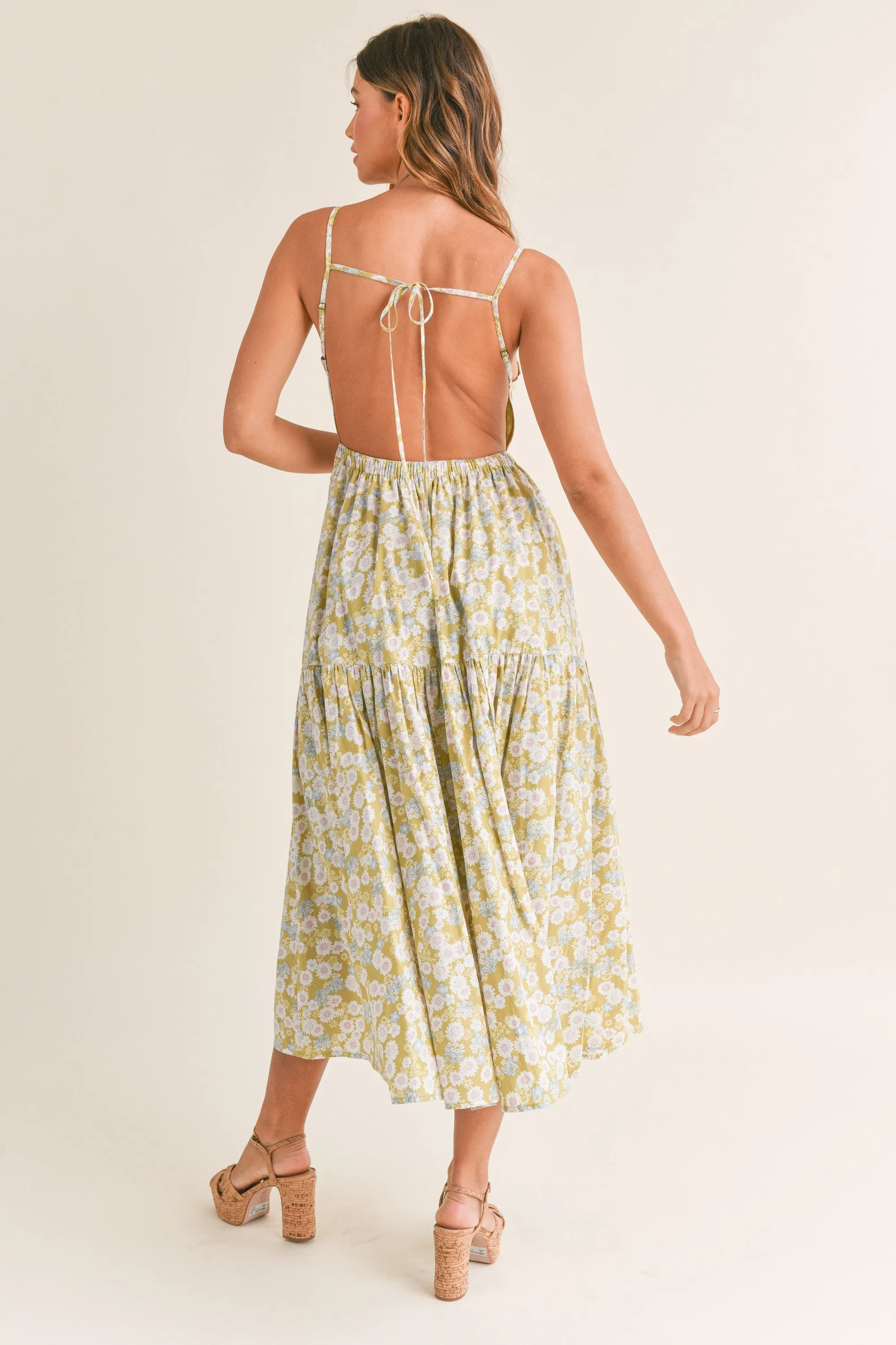 Nora Spaghetti Strap Open Back Floral Maxi Dress