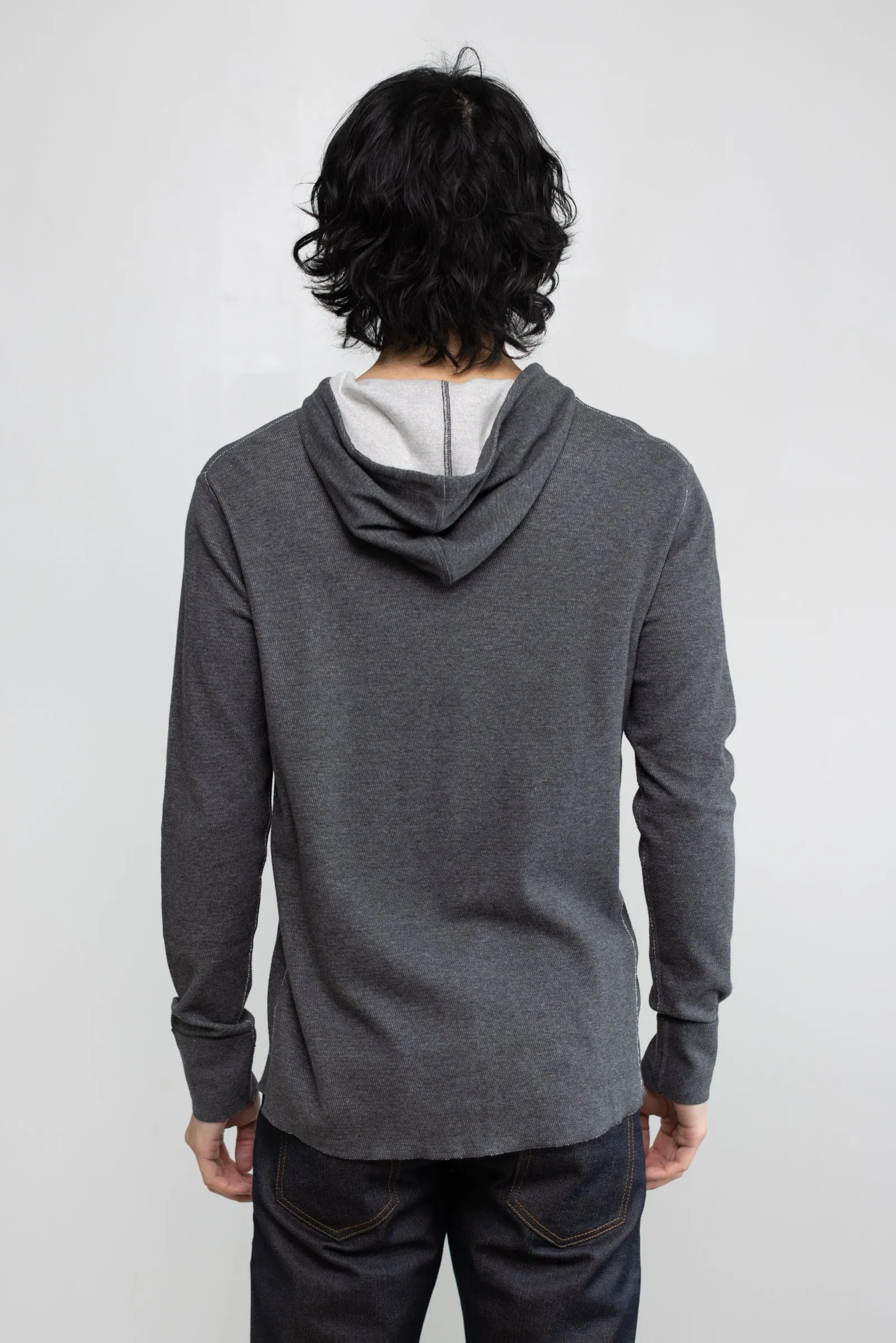 NS2155-5 Mesh Thermal Pullover Hoodie in Melange Charcoal