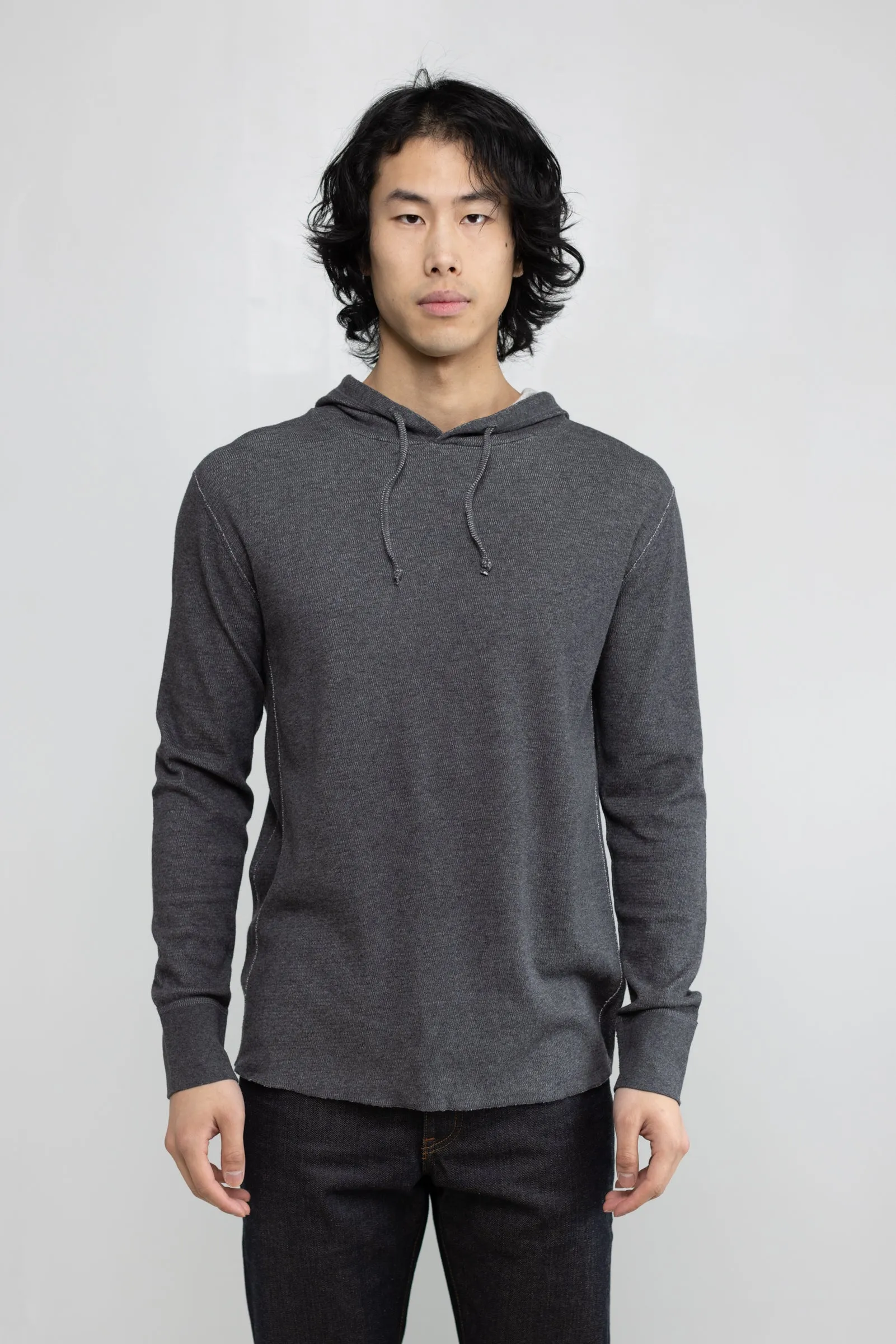 NS2155-5 Mesh Thermal Pullover Hoodie in Melange Charcoal