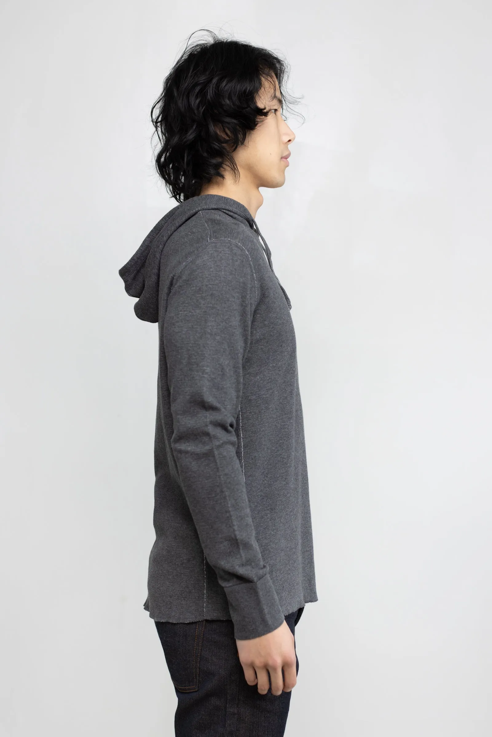 NS2155-5 Mesh Thermal Pullover Hoodie in Melange Charcoal