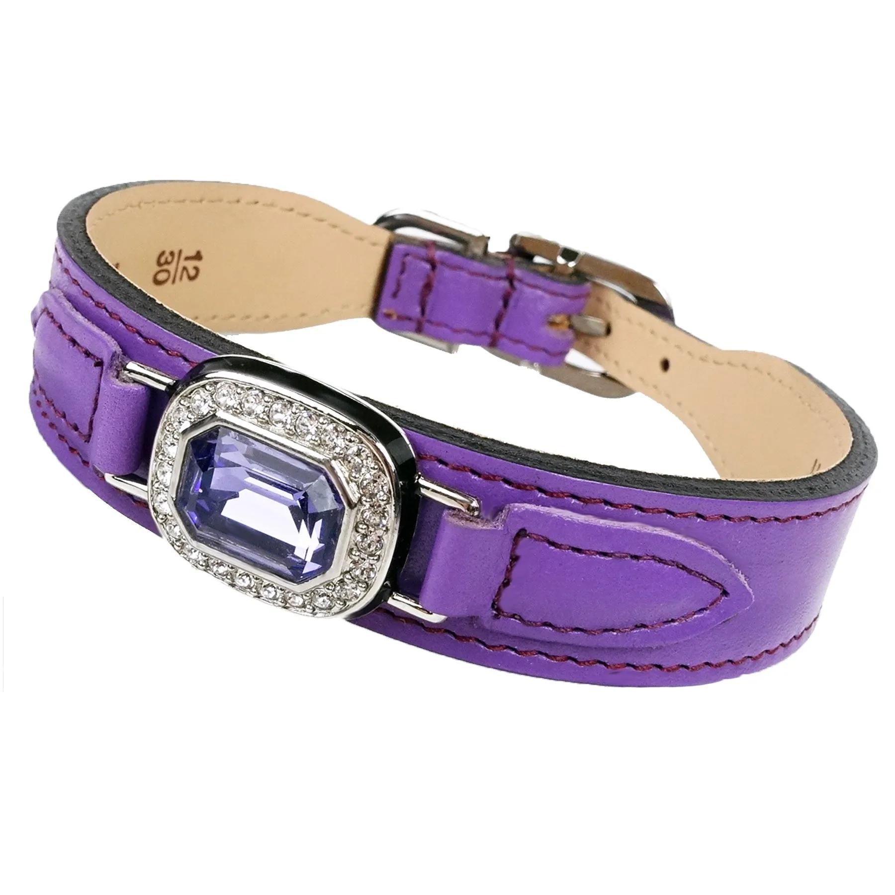 Octagon Dog Collar in Lavender, Tanzanite & Nickel