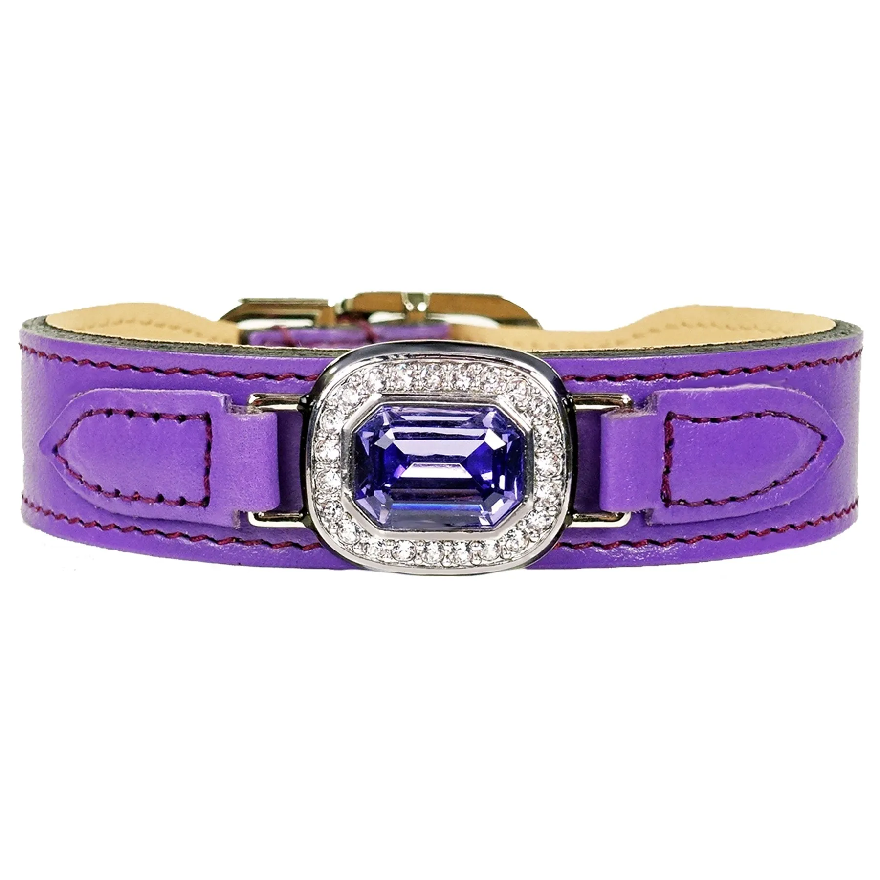 Octagon Dog Collar in Lavender, Tanzanite & Nickel