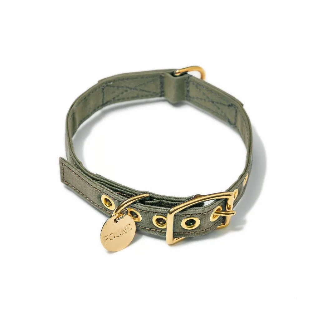 Olive Cotton Canvas Cat & Dog Collar