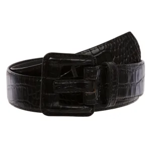 OnlineBelts Women Faux Embossed Alligator Full Grain Leather Square Belt