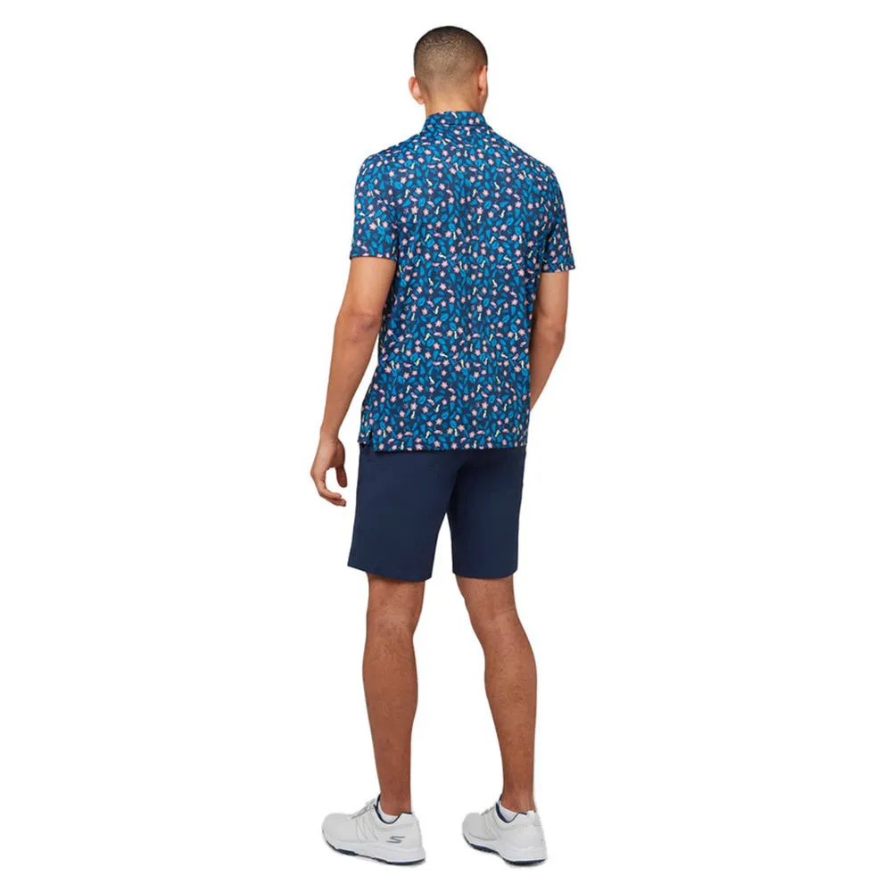 Original Penguin Mens Whimsical Tropical Print Golf Polo Shirt - BLACK IRIS