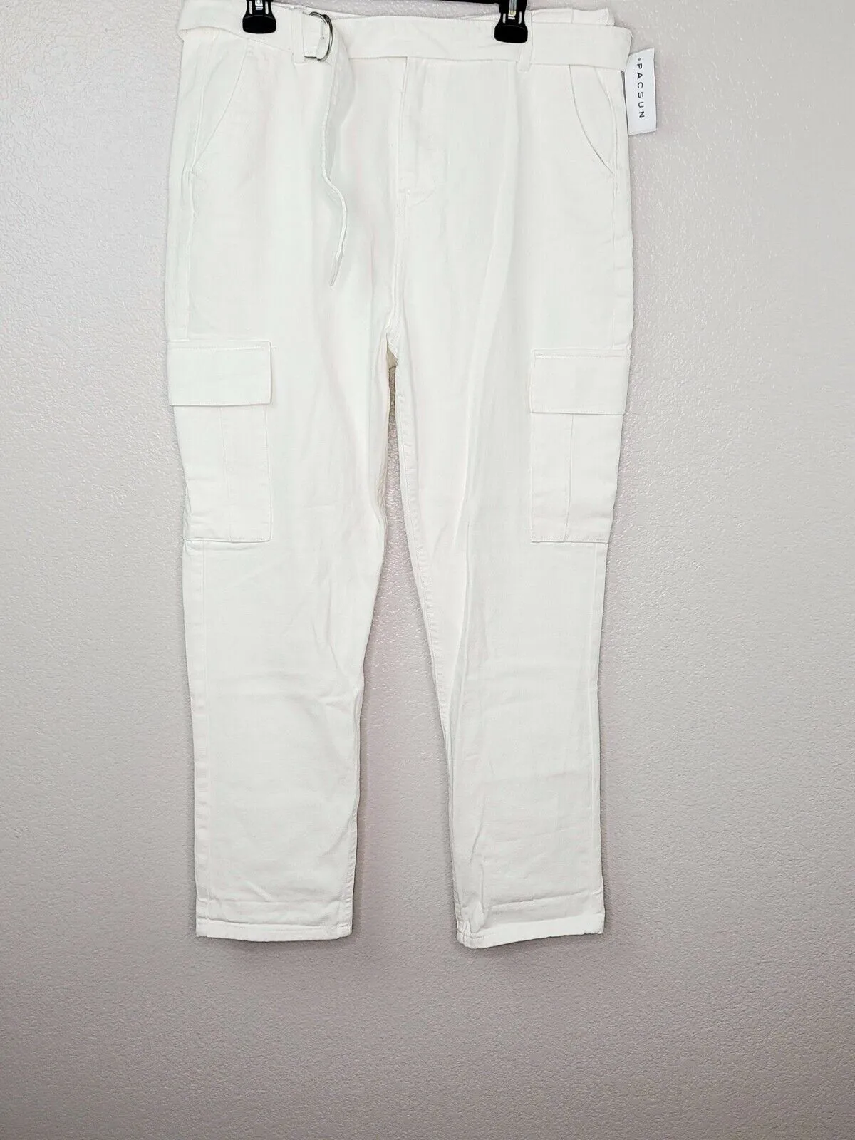 PacSun L.A. Women's Off White High Rise Relaxed Fit Cargo Jeans Size 32