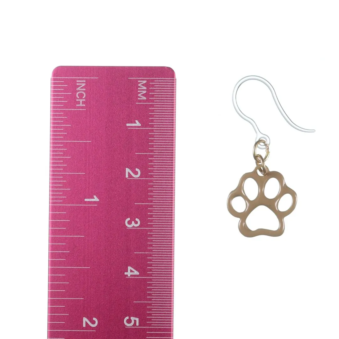 Painted Paw Print Dangles Hypoallergenic Earrings for Sensitive Ears Made with Plastic Posts