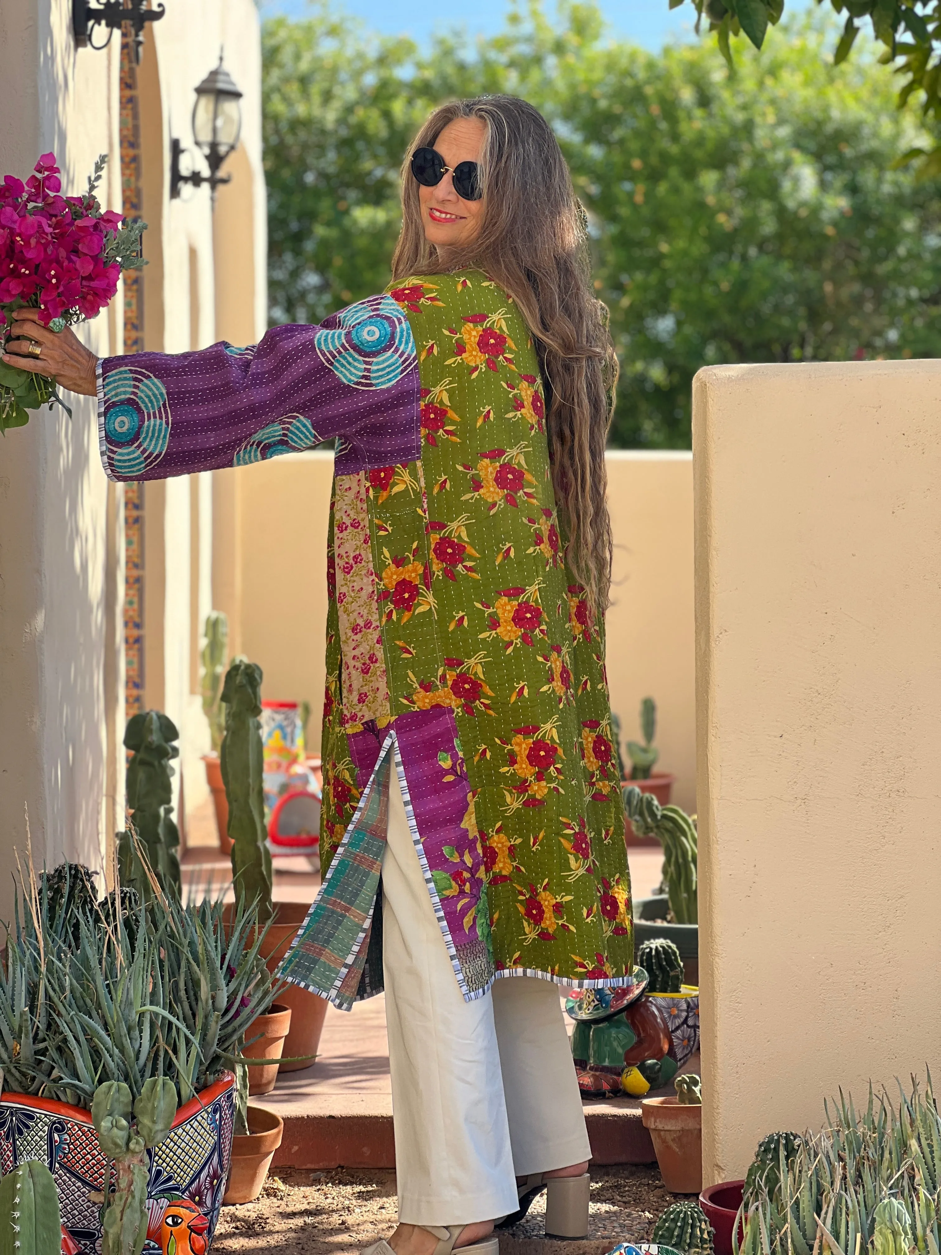 Paru Cotton Vintage Quilted Kantha Coat ONE OF KIND