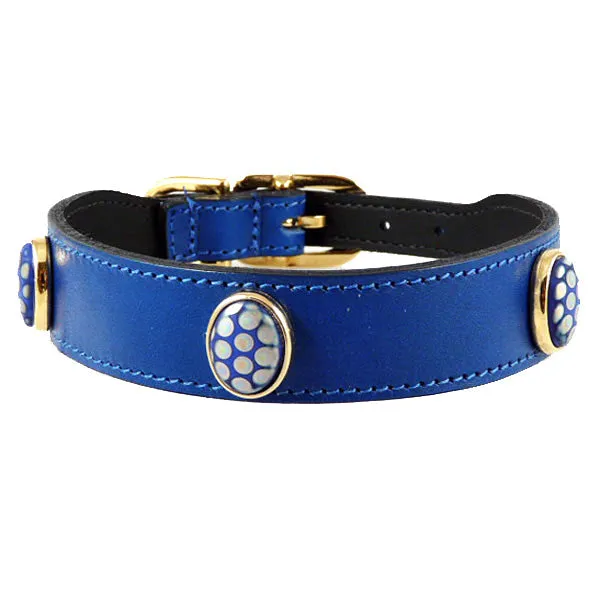 Peacock Dog Collar in Cobalt Blue