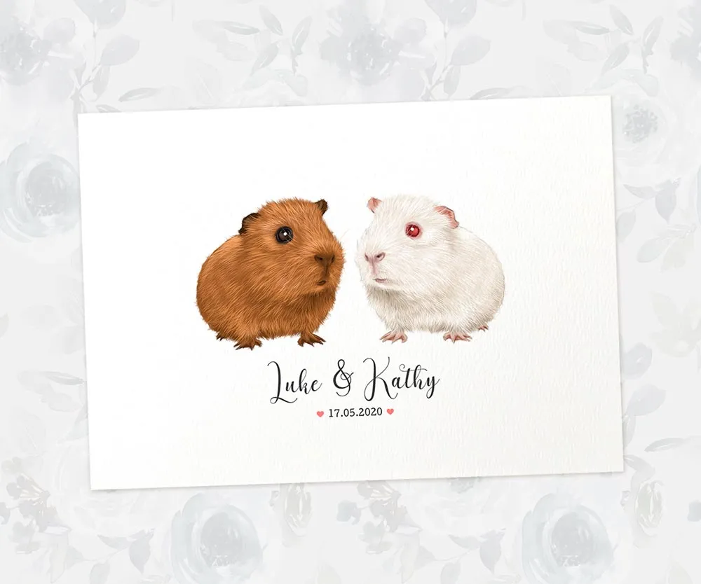 Personalised Guinea Pig Wedding Anniversary Print