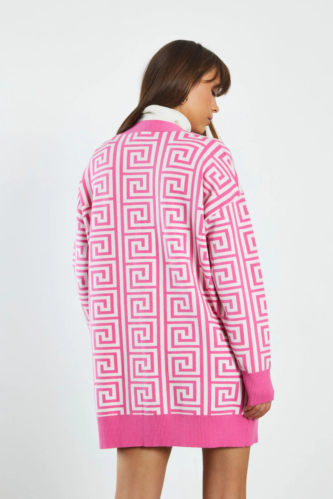 Pink Geo Cardigan