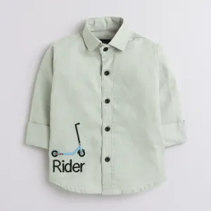 Polka Tots Full Sleeve Shirt Rider Embroidery - Grey