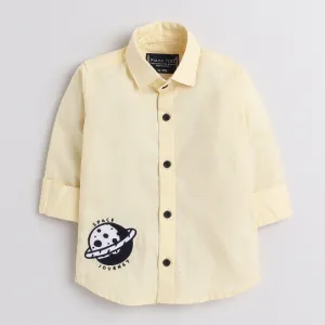 Polka Tots Full Sleeve Shirt Space Journey Embroidery - Yellow