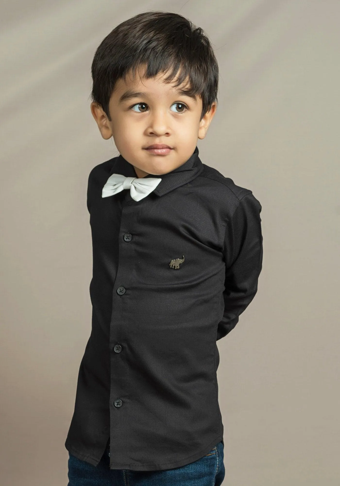 Polka Tots Full sleeves solid shirt - Black