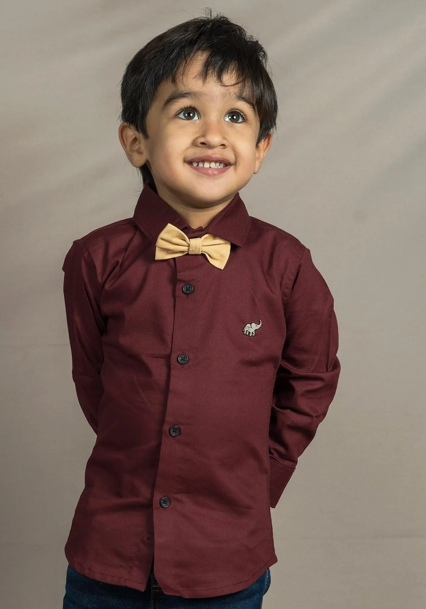 Polka Tots Full sleeves solid shirt - Maroon