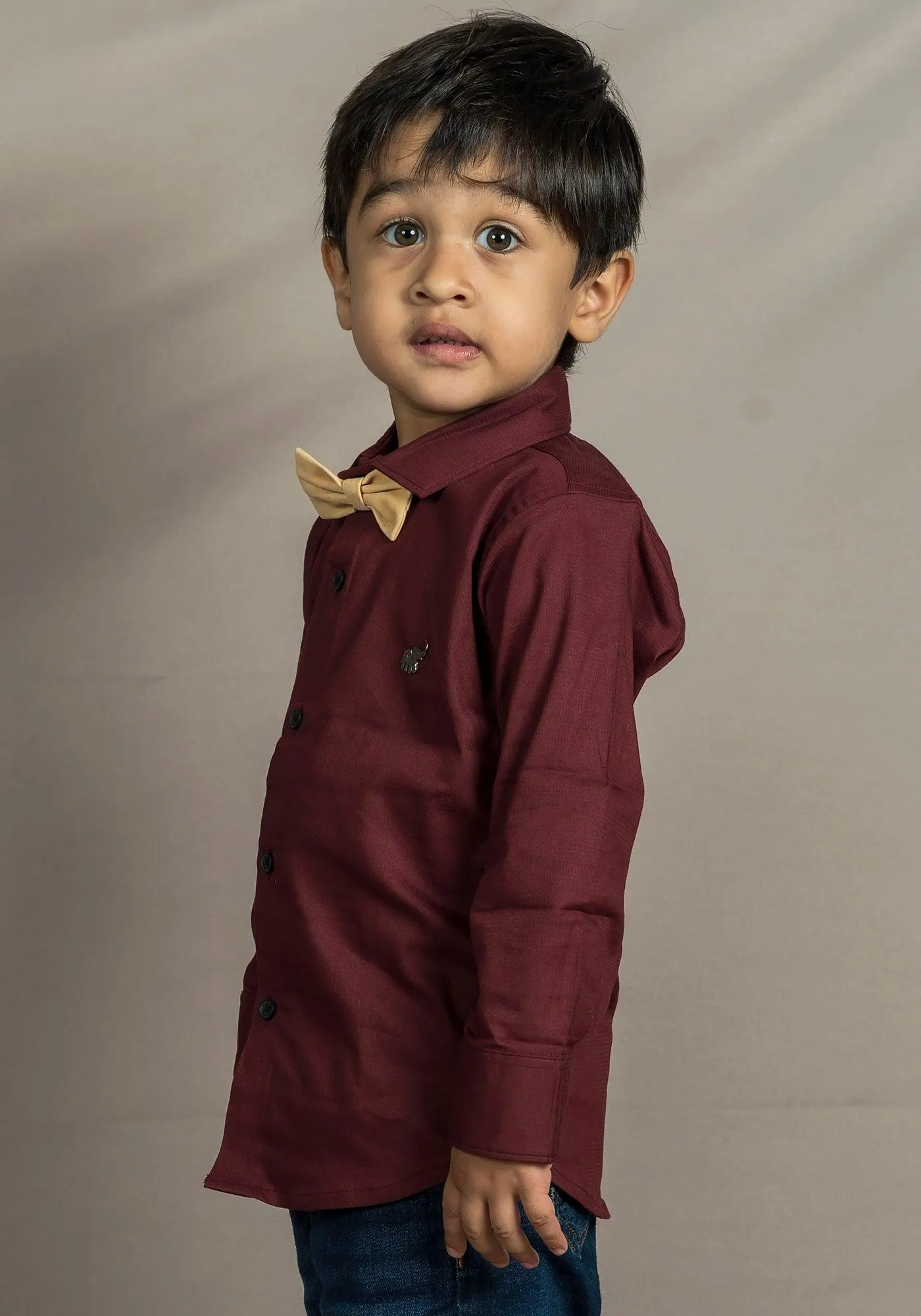 Polka Tots Full sleeves solid shirt - Maroon