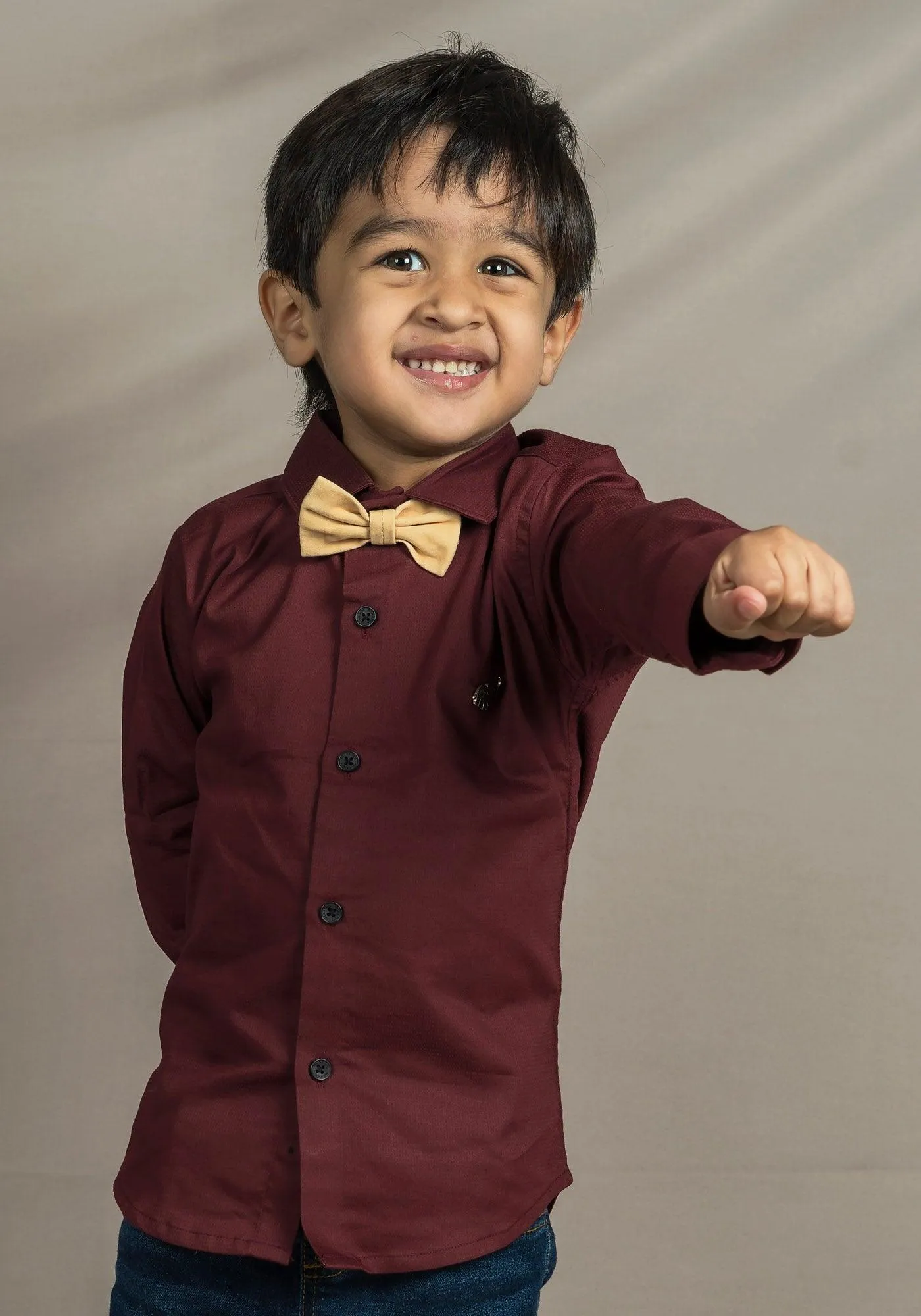 Polka Tots Full sleeves solid shirt - Maroon