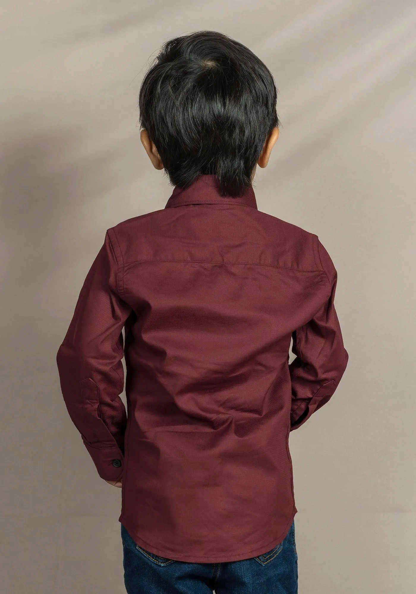 Polka Tots Full sleeves solid shirt - Maroon