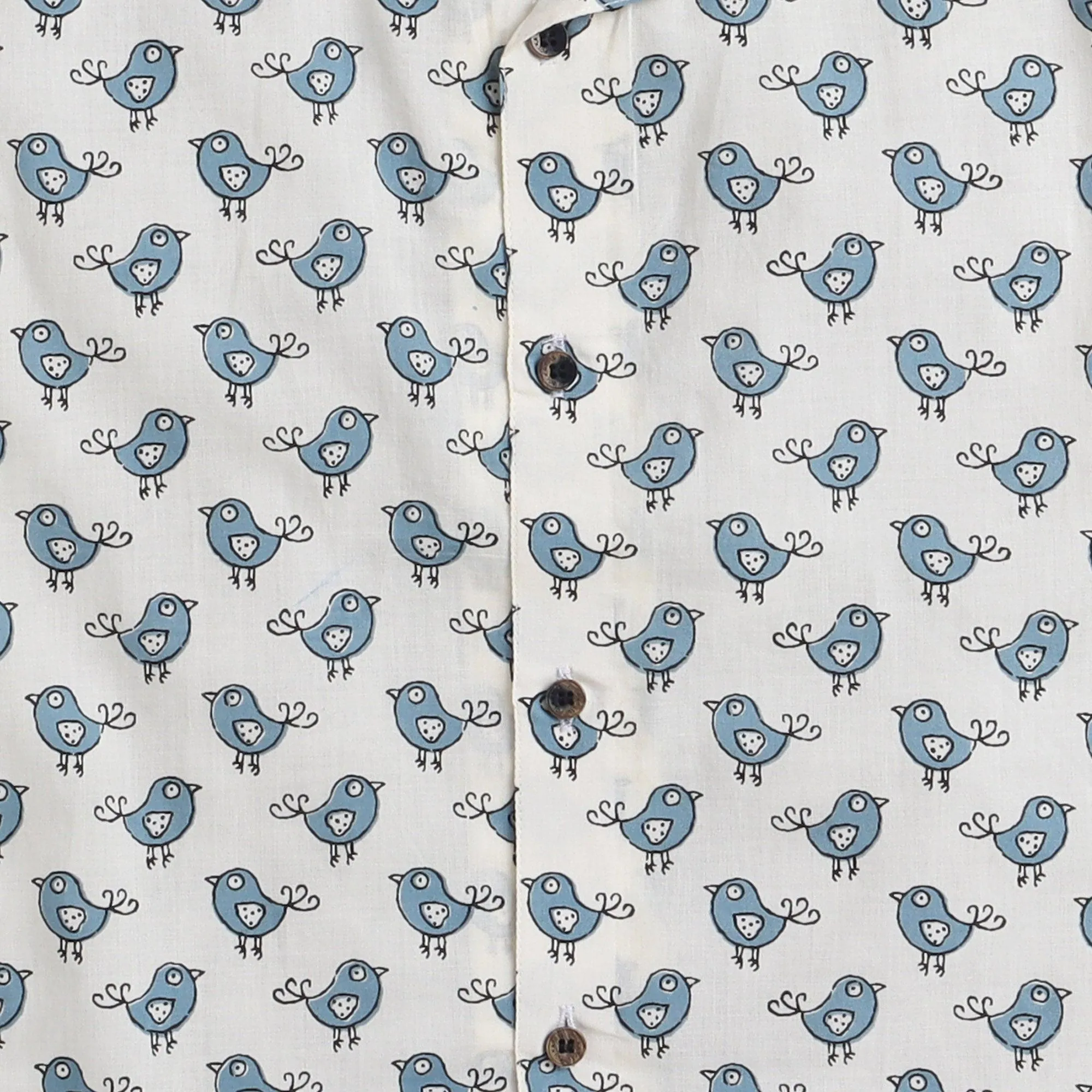 Polka Tots Half Sleeve Shirt Bird Print - White