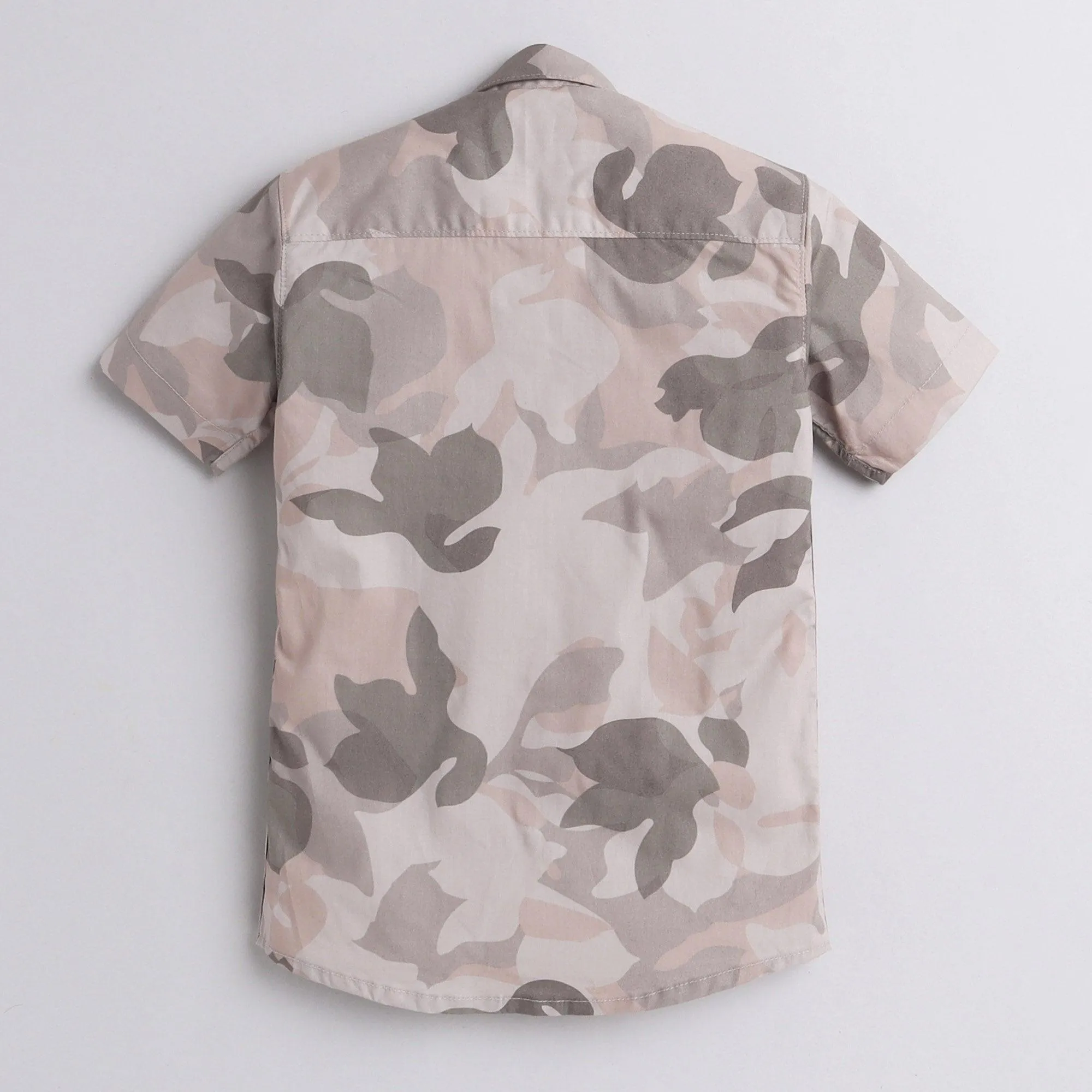 Polka Tots Half Sleeve Shirt Flap Pocket Camofledge - Grey