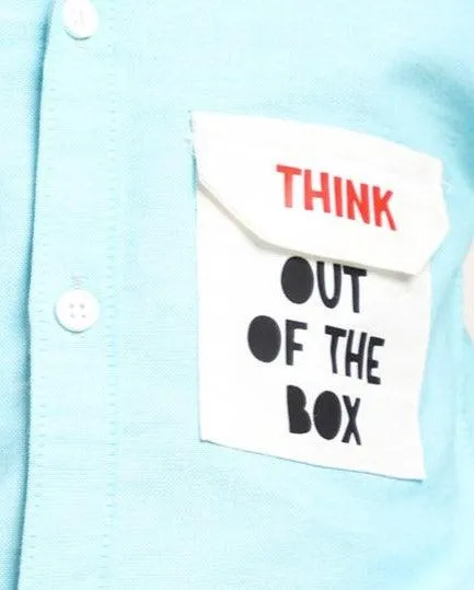 Polka Tots Half Sleeves Think Out Of Box Pocket Print Shirt - Sky Blue