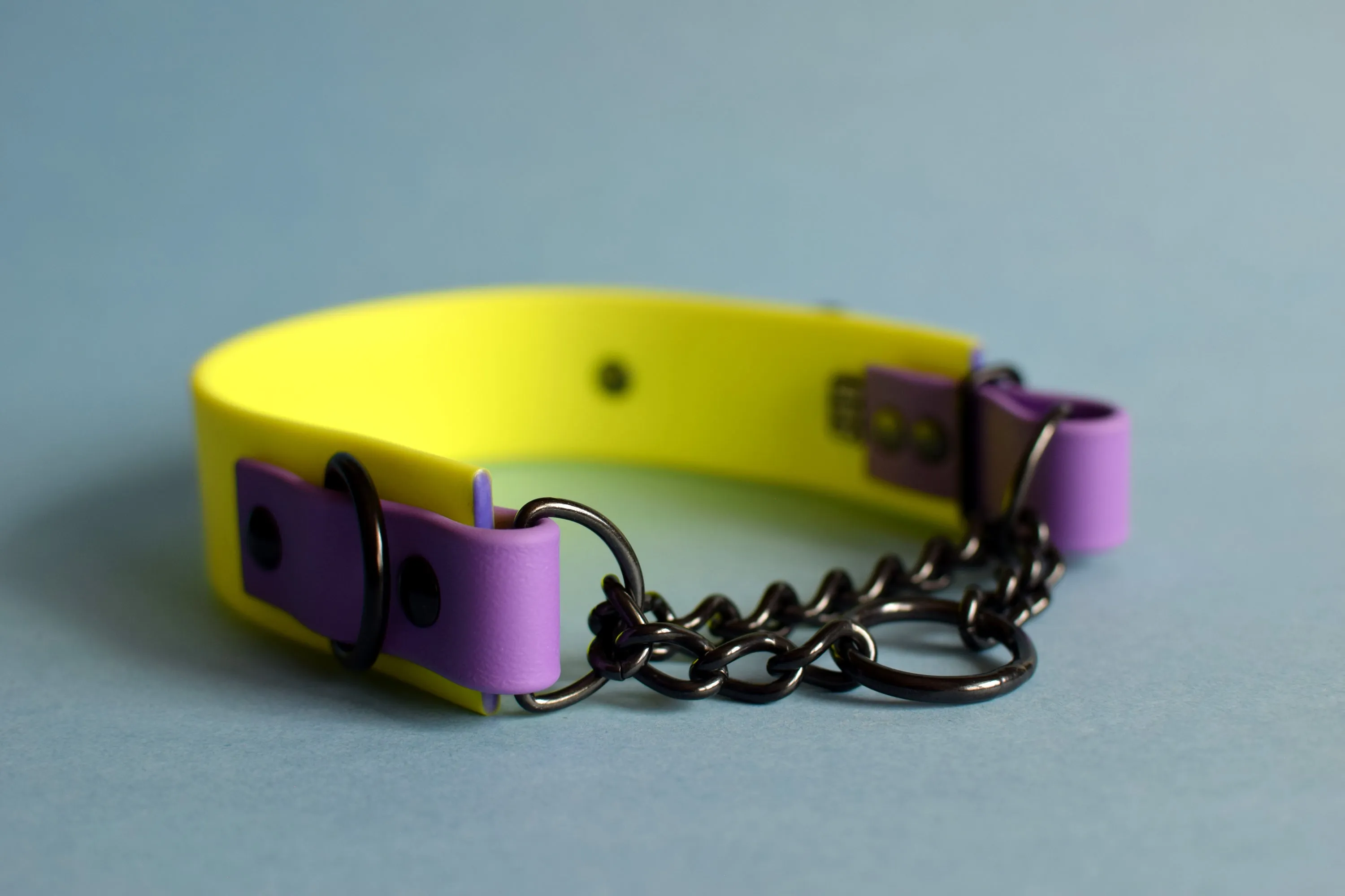 PREMADE COLLECTION - Amethyst & Neon Yellow Heavy Duty Biothane Martingale Dog Collar