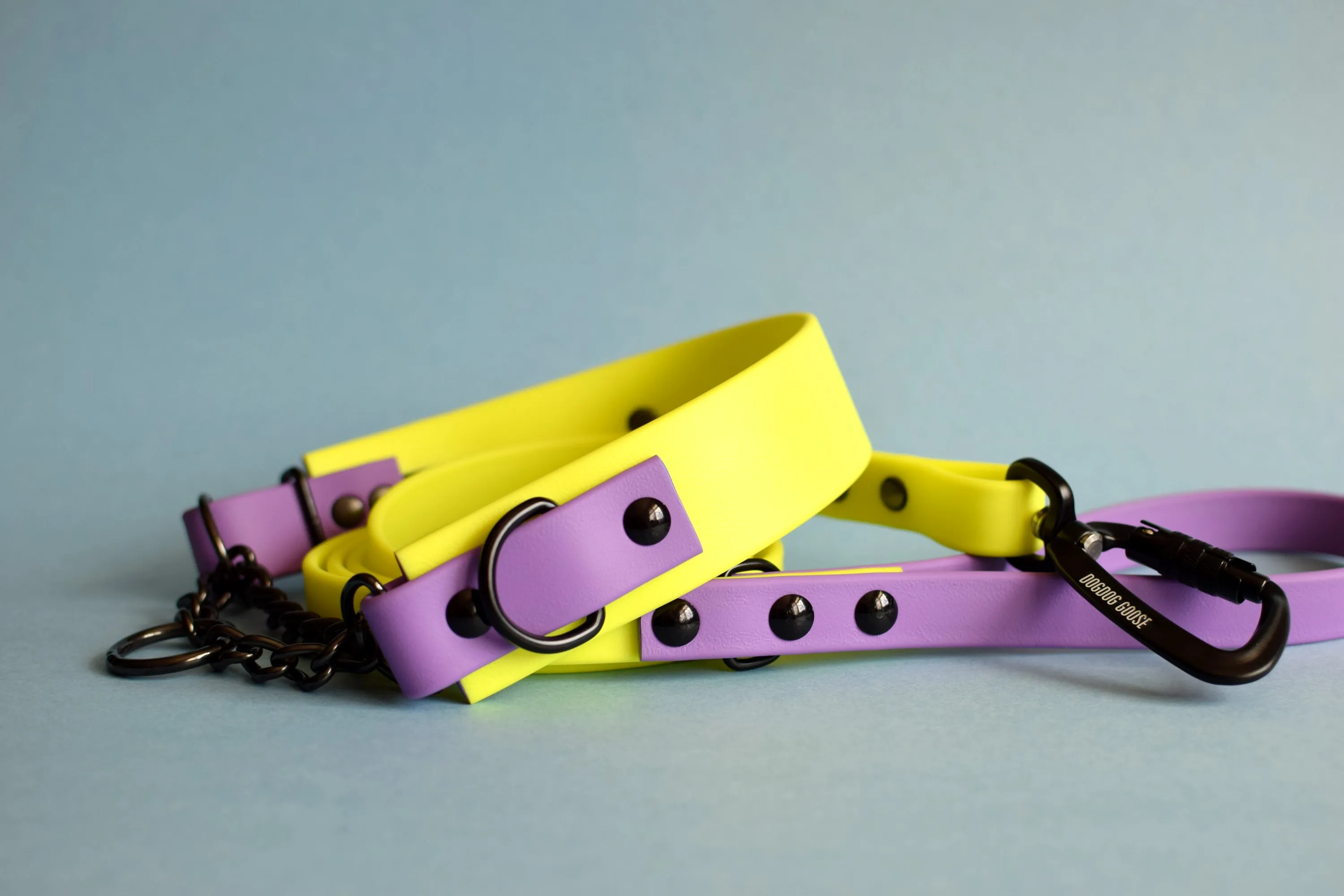 PREMADE COLLECTION - Amethyst & Neon Yellow Heavy Duty Biothane Martingale Dog Collar