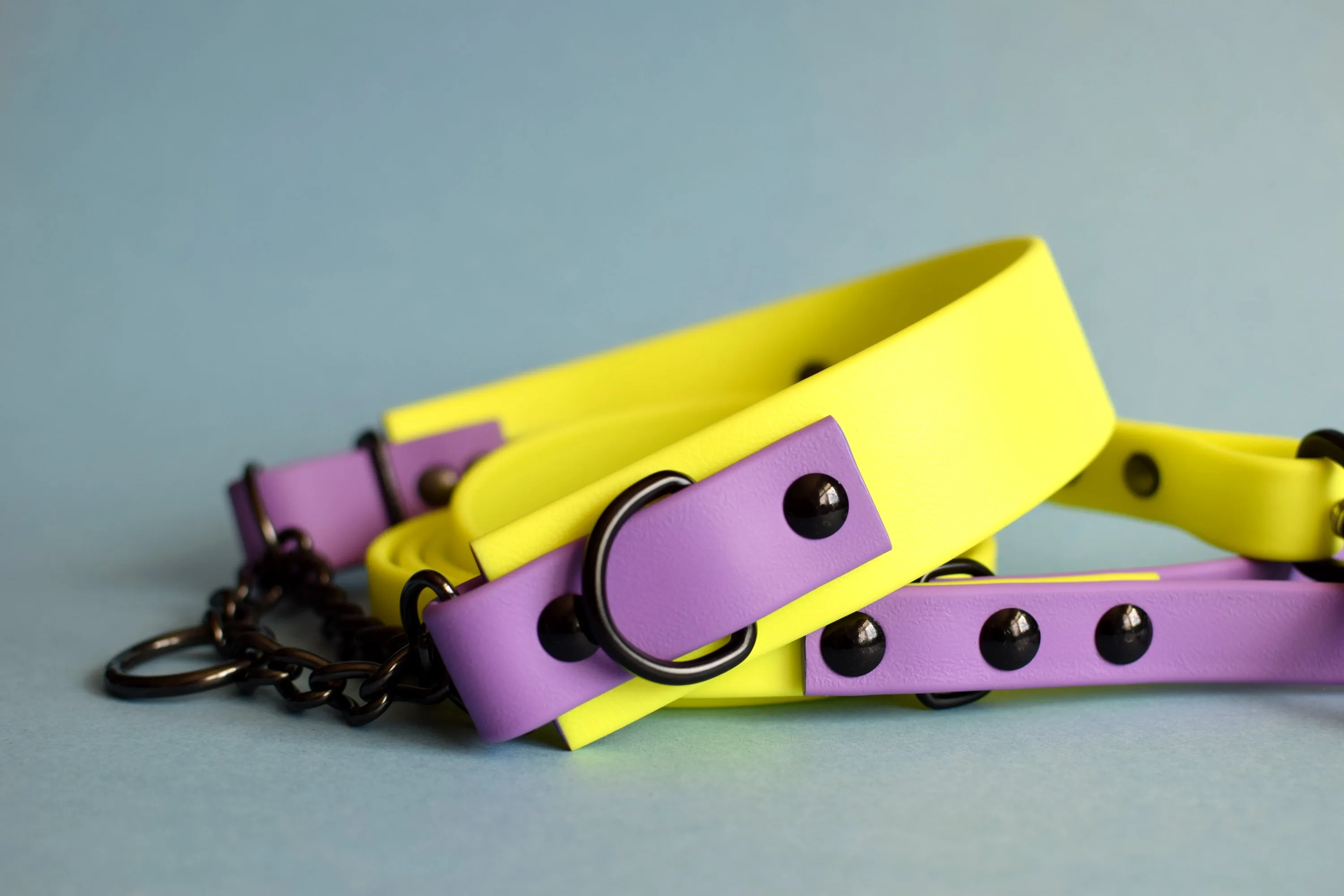 PREMADE COLLECTION - Amethyst & Neon Yellow Heavy Duty Biothane Martingale Dog Collar