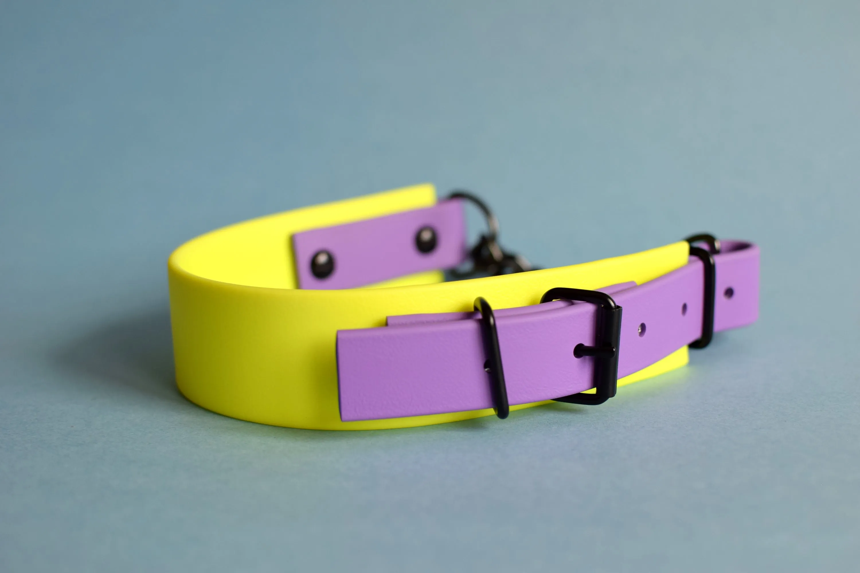 PREMADE COLLECTION - Amethyst & Neon Yellow Heavy Duty Biothane Martingale Dog Collar