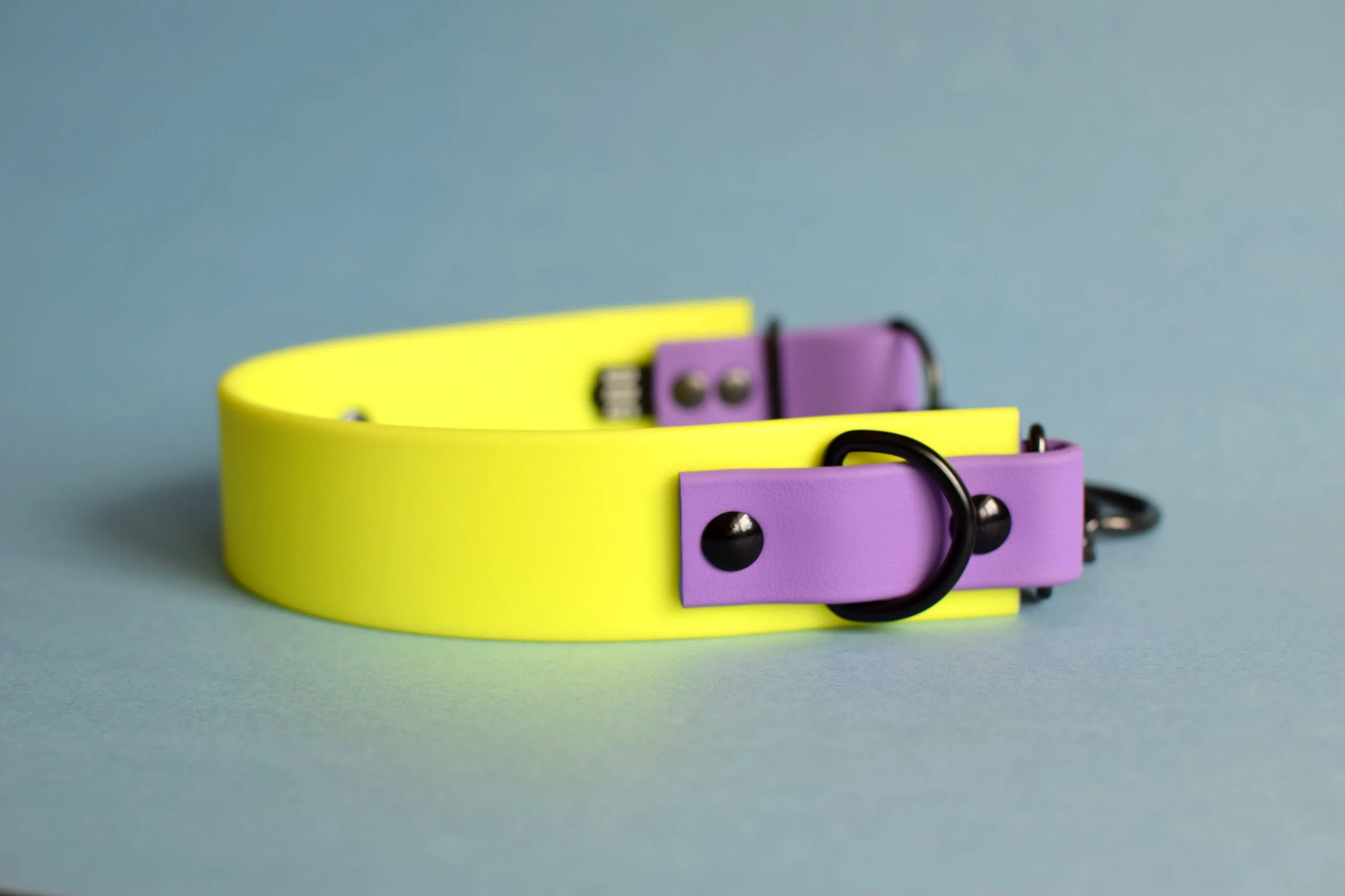 PREMADE COLLECTION - Amethyst & Neon Yellow Heavy Duty Biothane Martingale Dog Collar