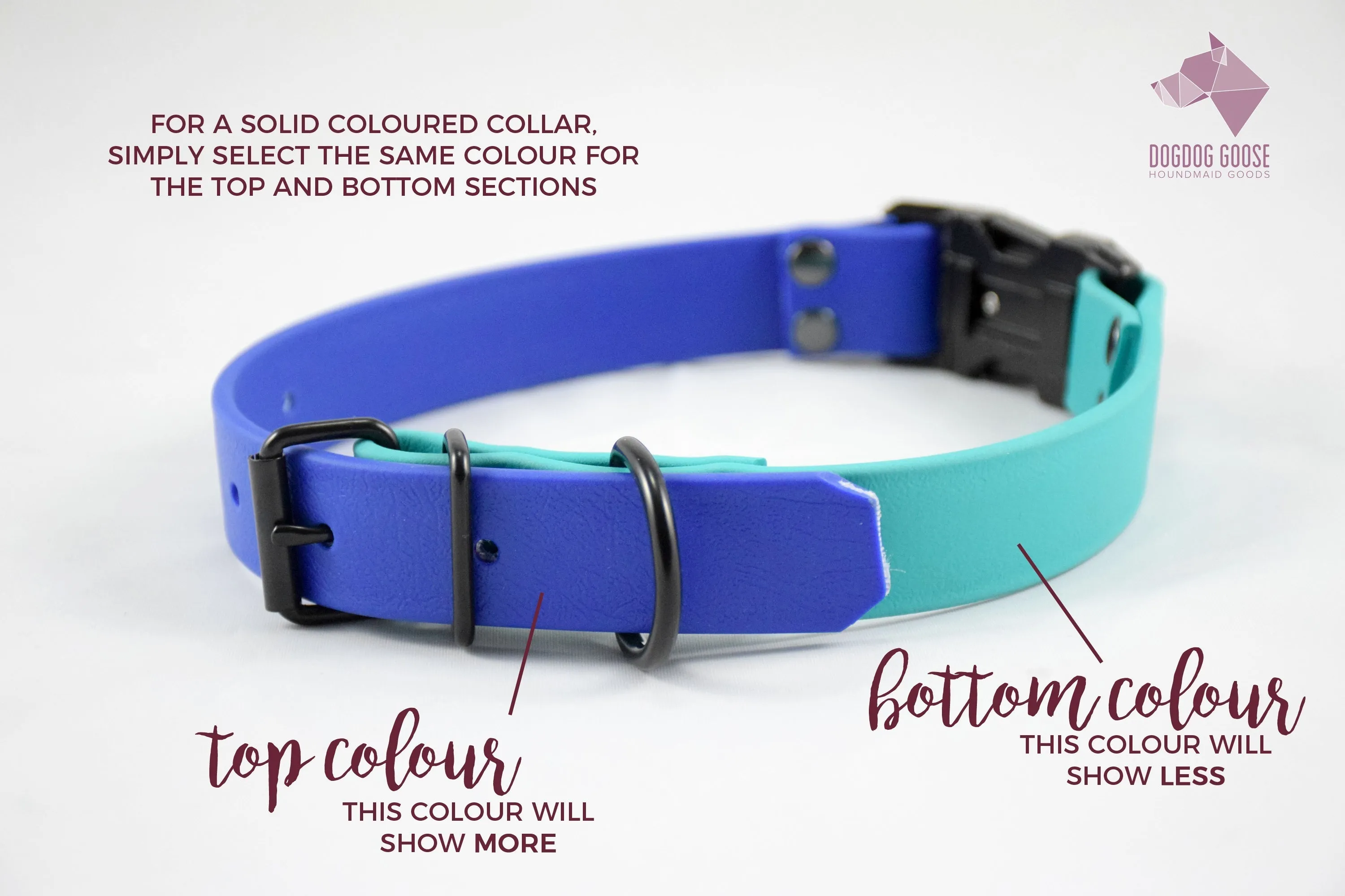 PREMADE COLLECTION - Chocolate & Baby Blue with Nickel Biothane Dog Collar