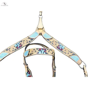 Premium Quality Western Headstall and Breast Collar Set - Leather - Floral Tooled - Horse Tack