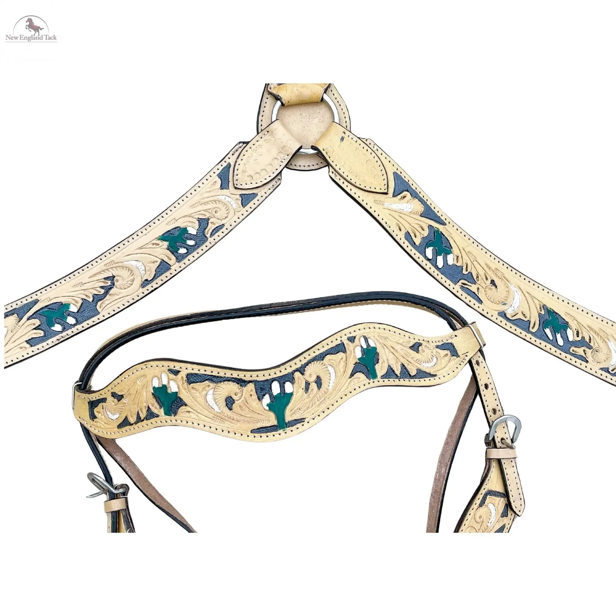 Premium Quality Western Headstall and Breast Collar Set - Leather - Floral Tooled - Horse Tack