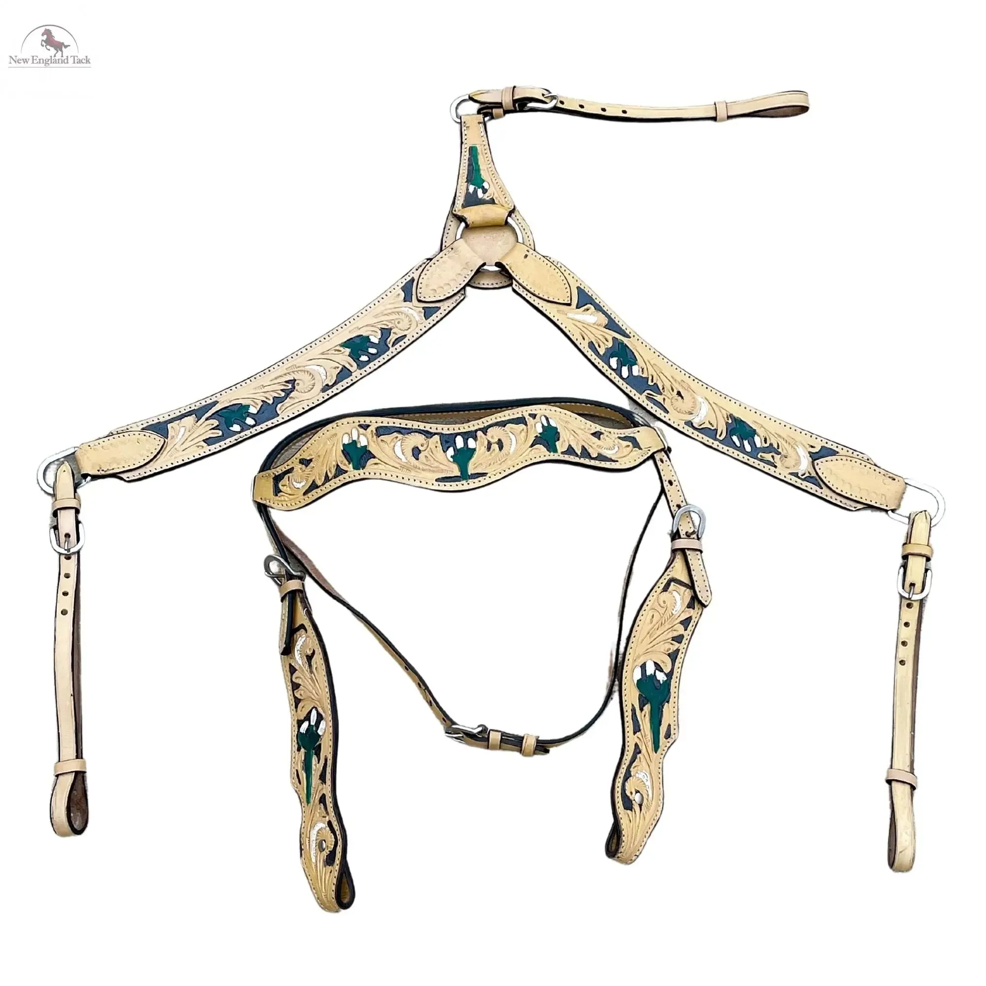 Premium Quality Western Headstall and Breast Collar Set - Leather - Floral Tooled - Horse Tack