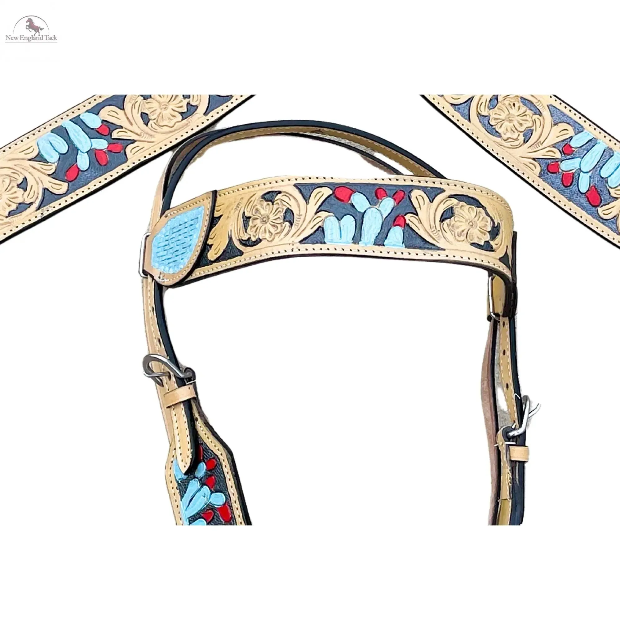 Premium Quality Western Headstall and Breast Collar Set - Leather - Floral Tooled - Horse Tack