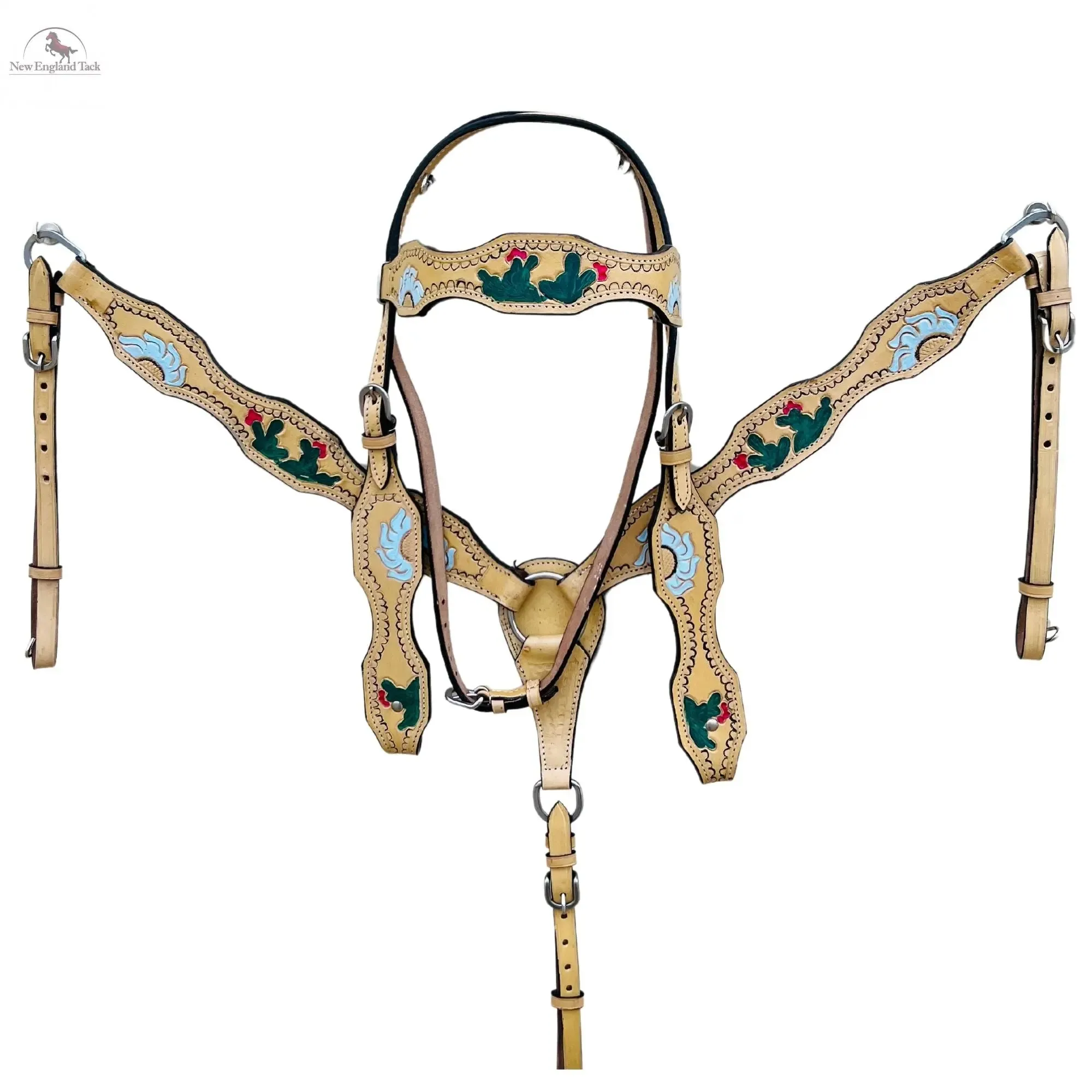 Premium Quality Western Headstall and Breast Collar Set- Leather-Floral Tooled