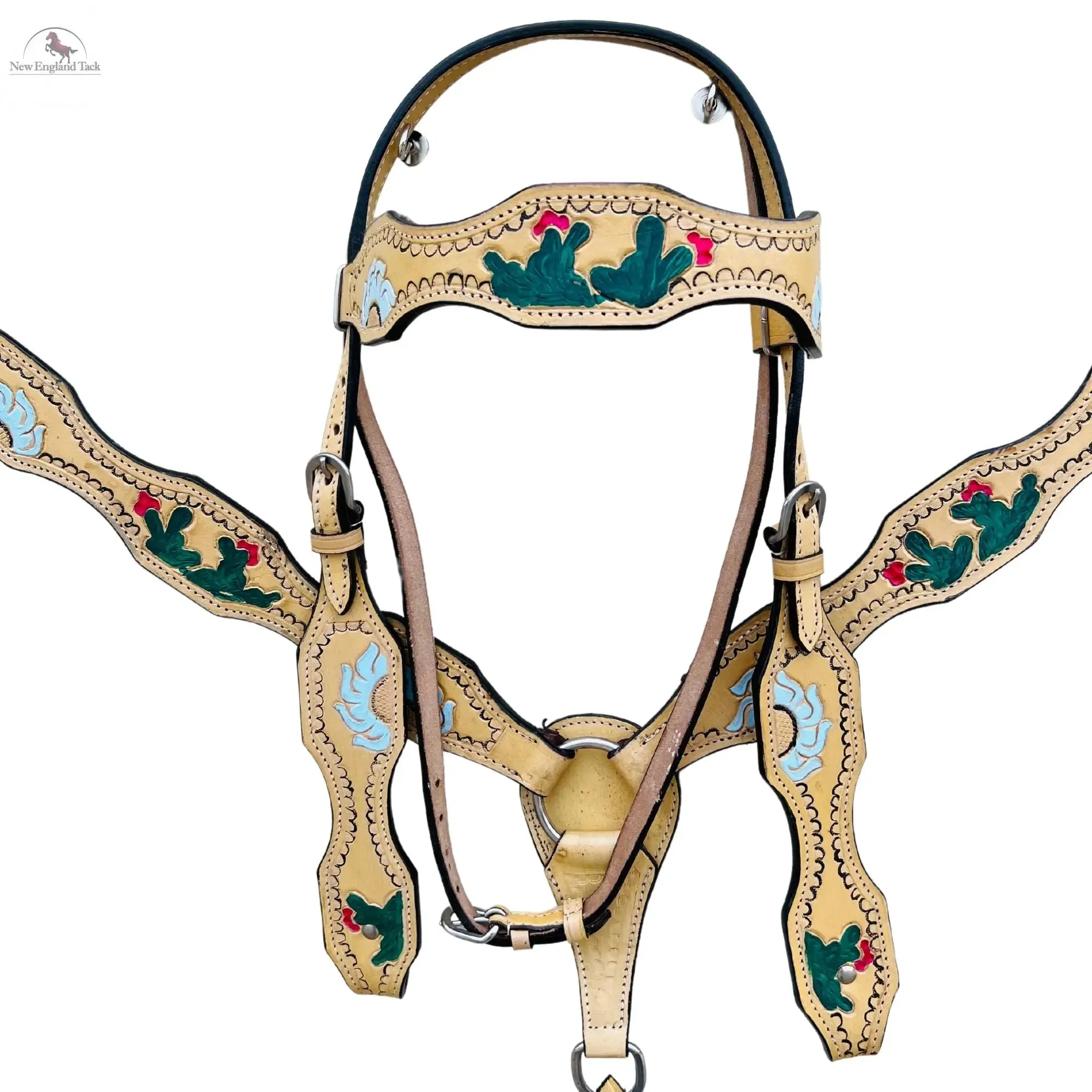 Premium Quality Western Headstall and Breast Collar Set- Leather-Floral Tooled