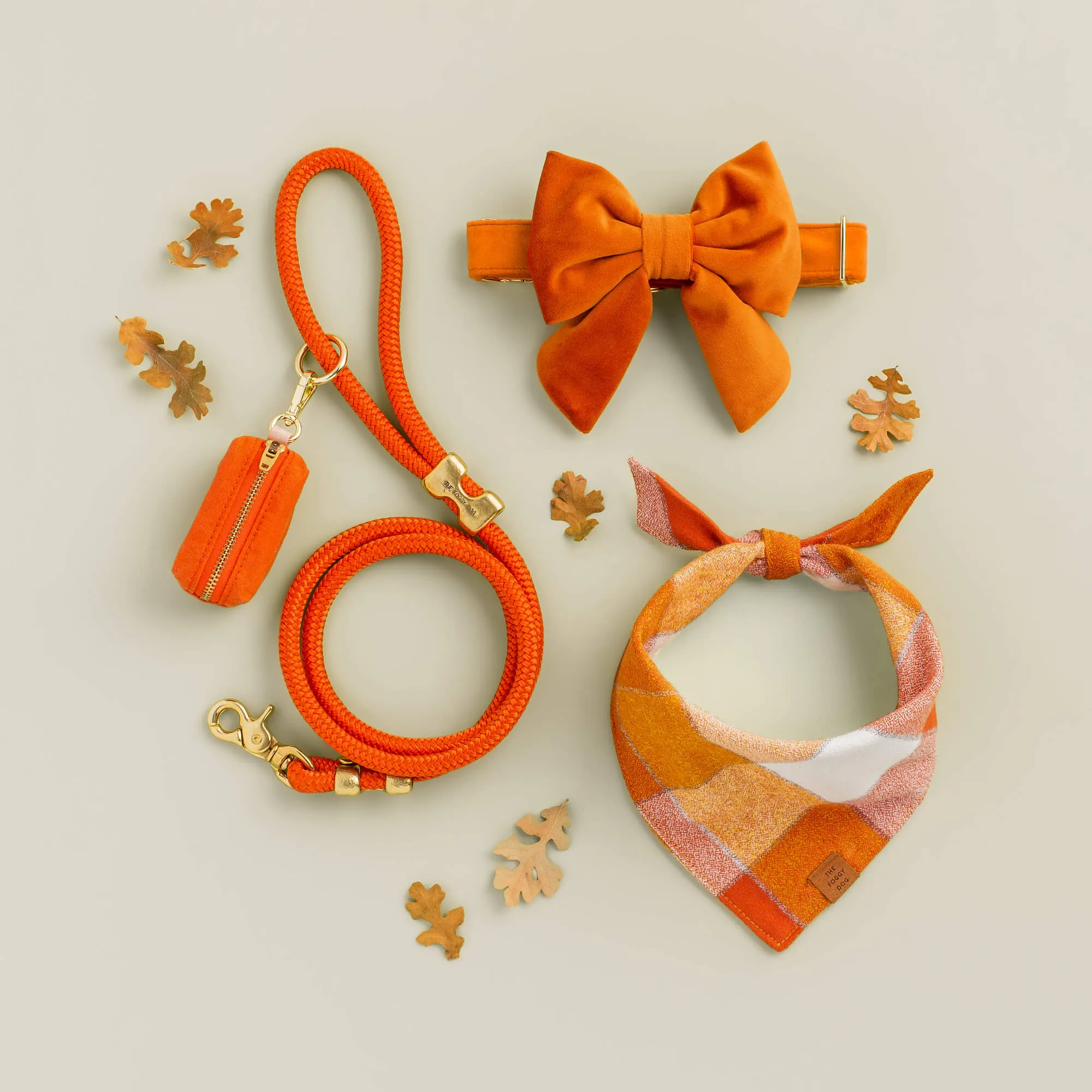 Pumpkin Velvet Lady Bow Collar