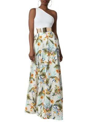 "Azalea" Ivory Print Maxi Skirt