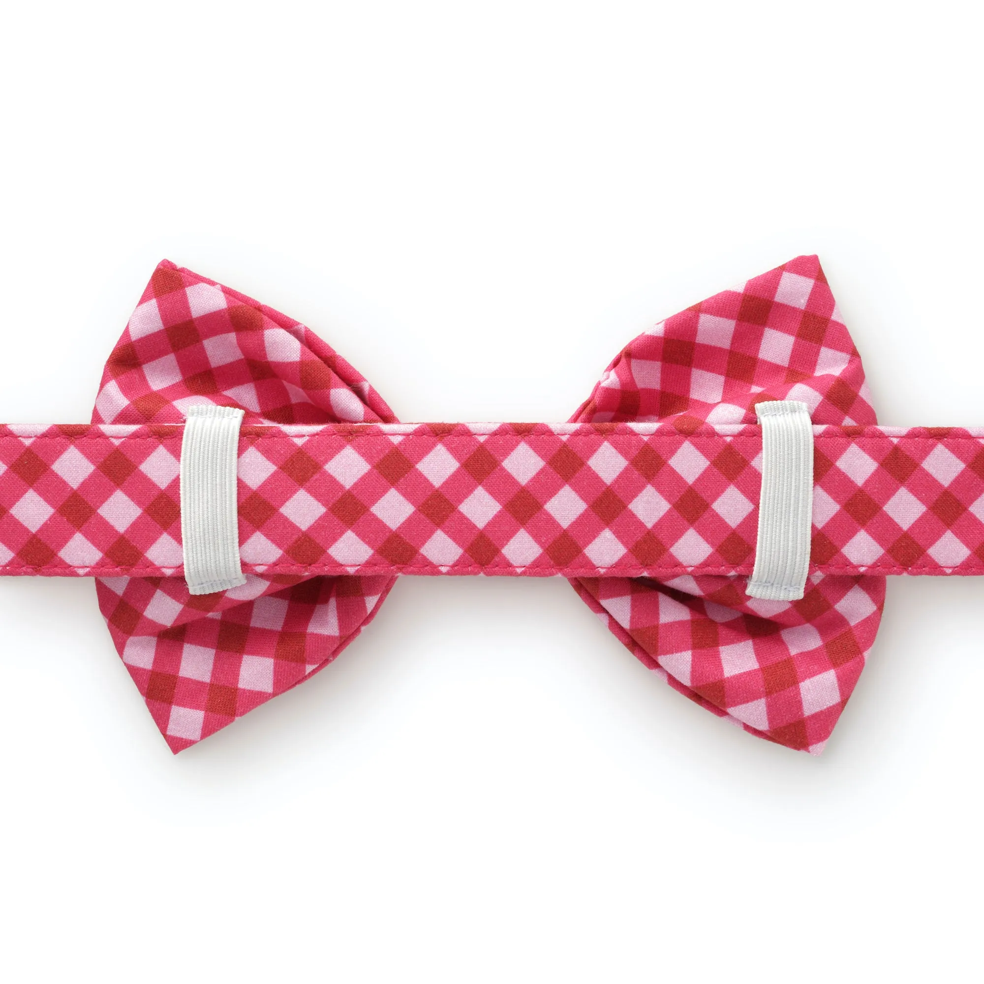 Raspberry Gingham Bow Tie Collar