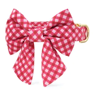 Raspberry Gingham Lady Bow Collar