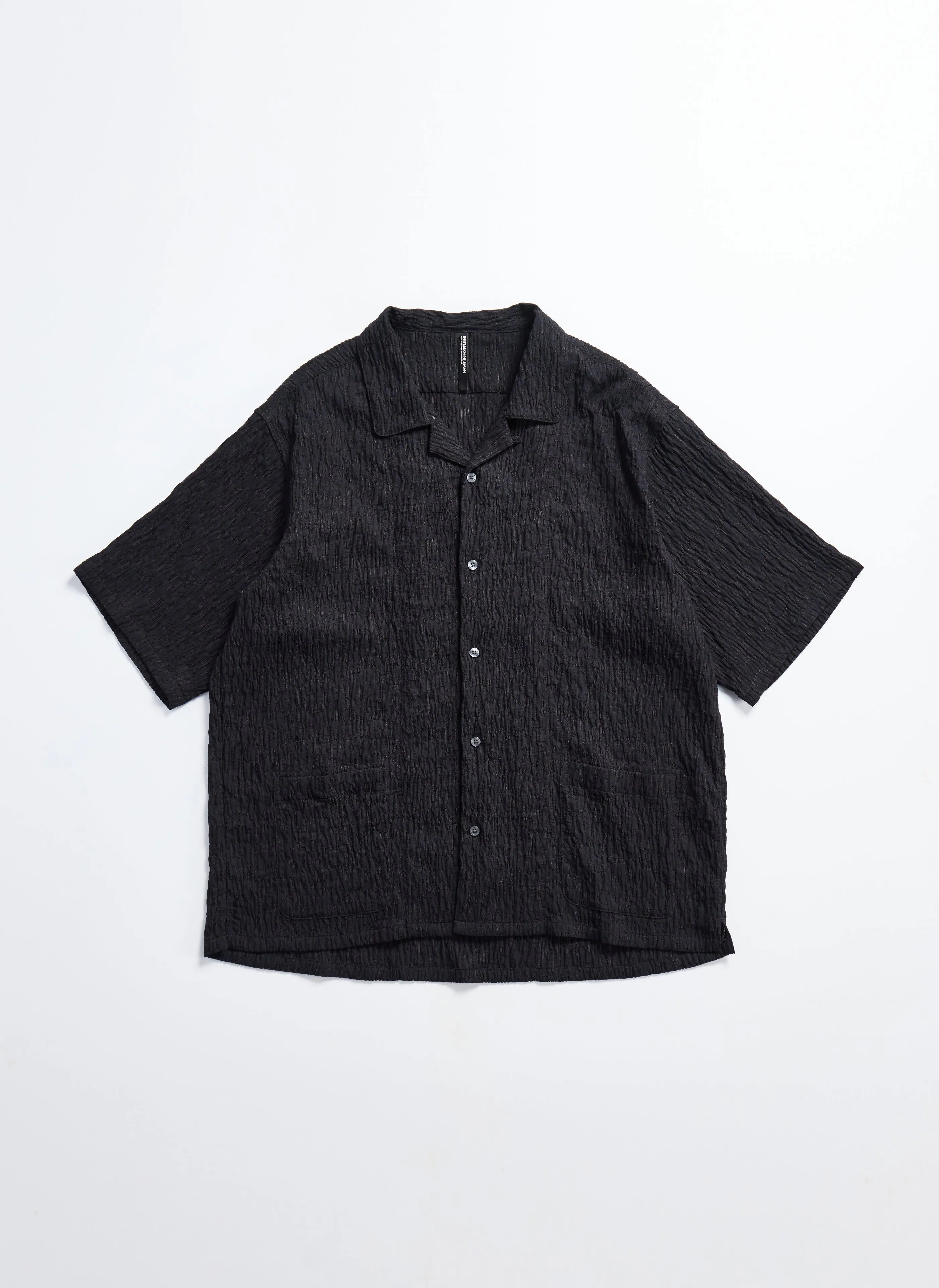 Rayon Nylon Distort Lace Open Collar Shirt