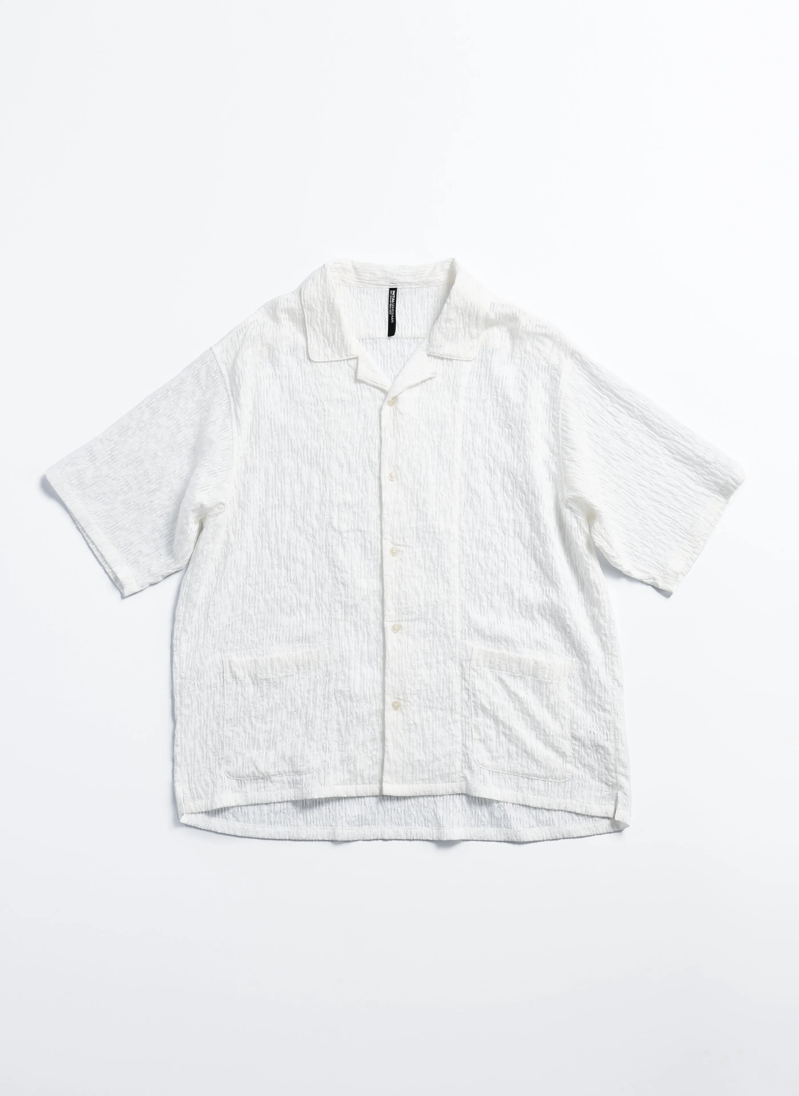 Rayon Nylon Distort Lace Open Collar Shirt