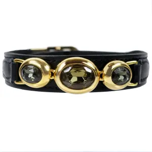 Regency Dog Collar in Black Patent & Gold