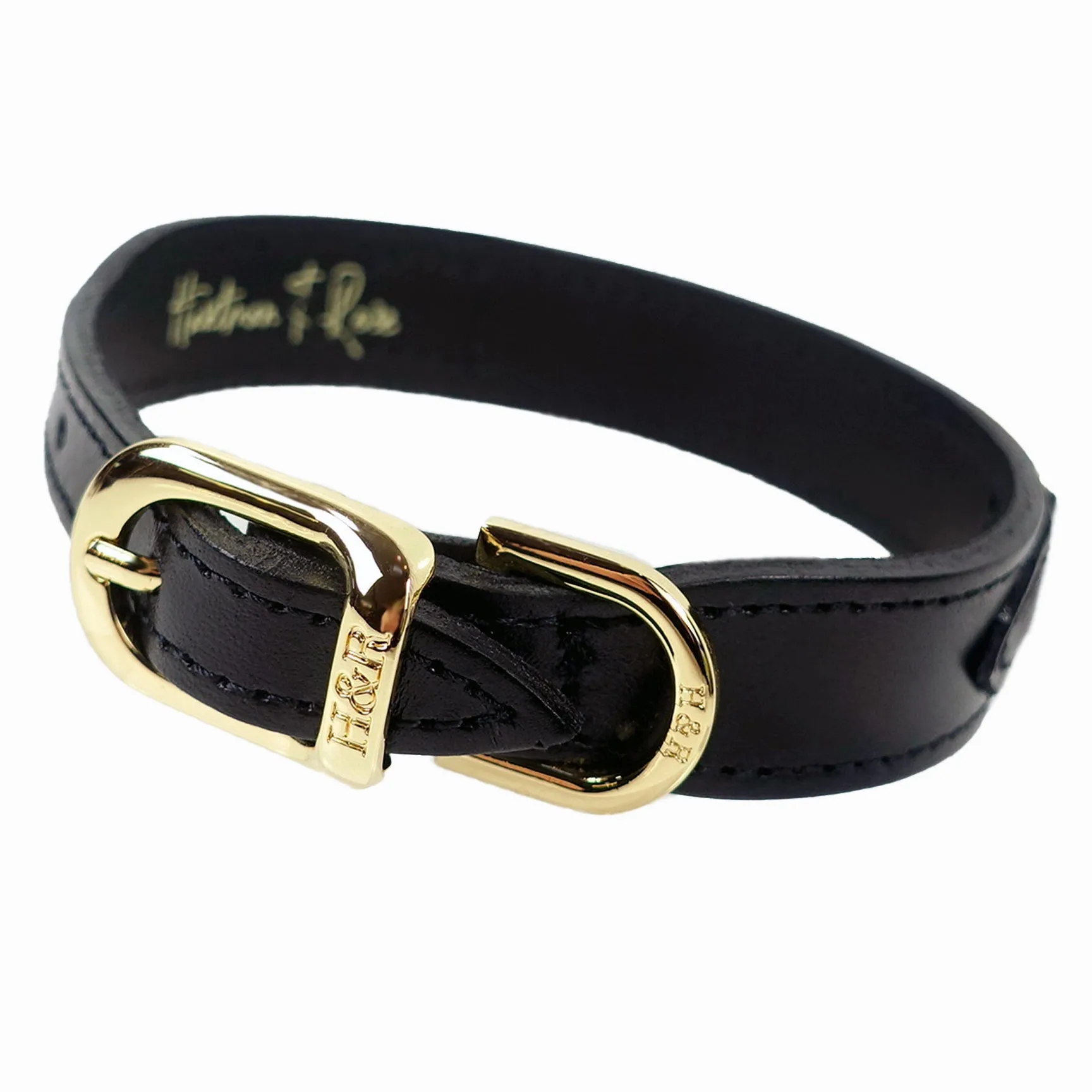 Regency Dog Collar in Black Patent & Gold