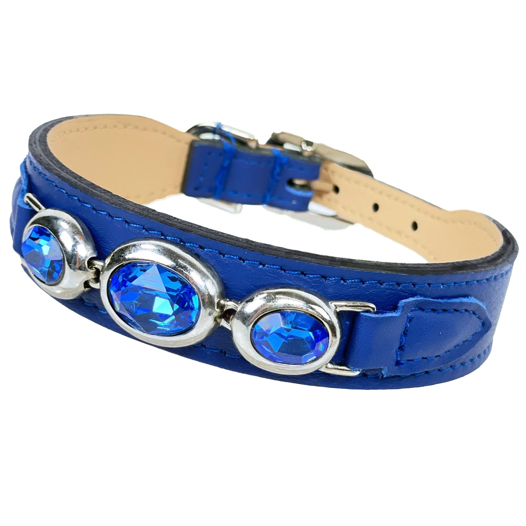 Regency Dog Collar in Cobalt Blue & Nickel