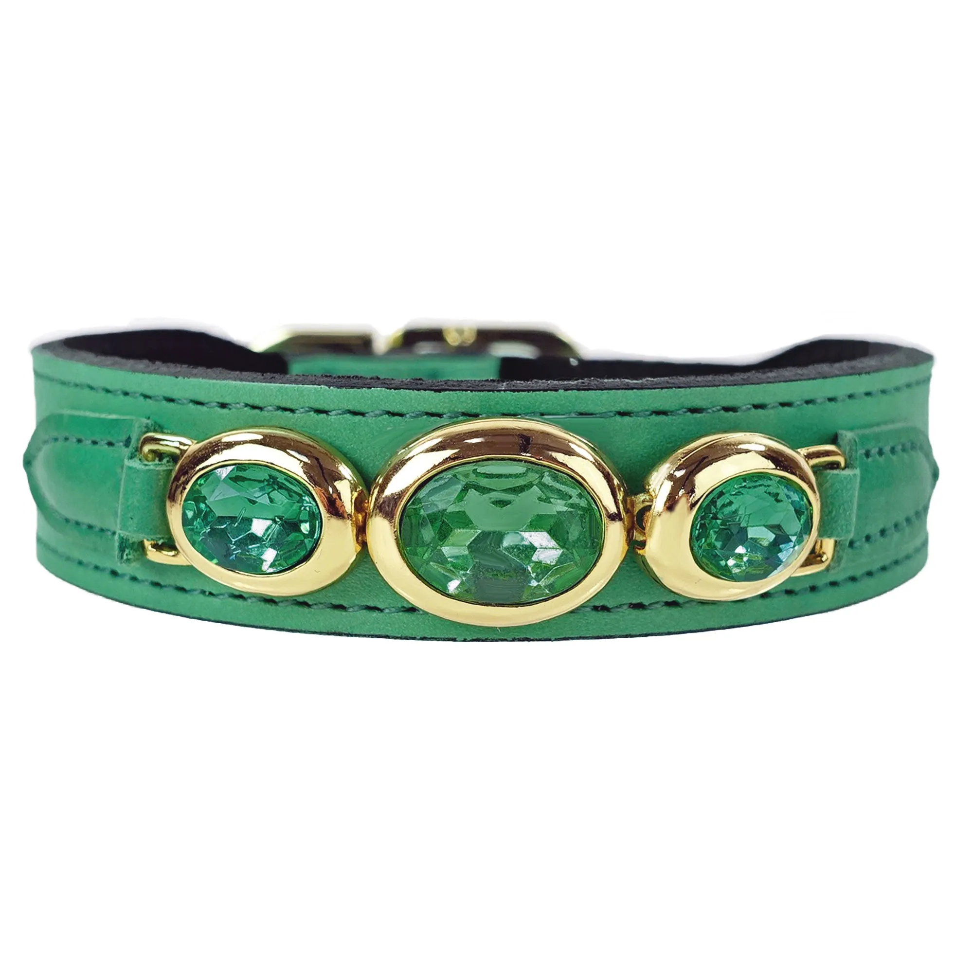 Regency Dog Collar in Emerald Green & Gold