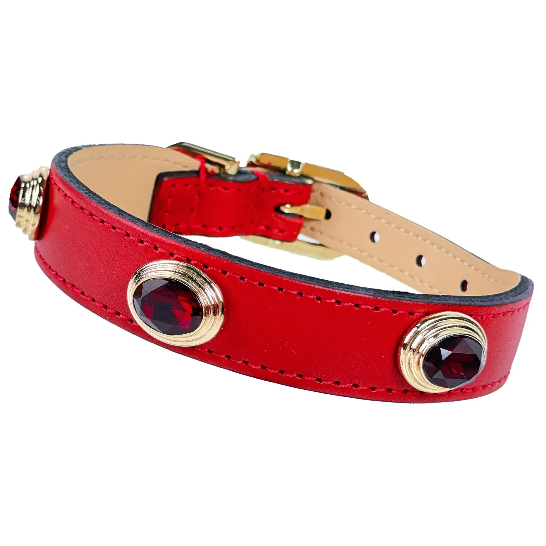 Royal Dog Collar in Ferrari Red & Gold